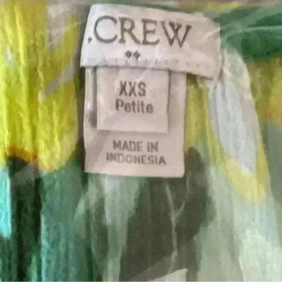 J. Crew Long Sleeve Bright Green/Yellow Floral Tunic Coverup SZ XXS Petite - Picture 3 of 3